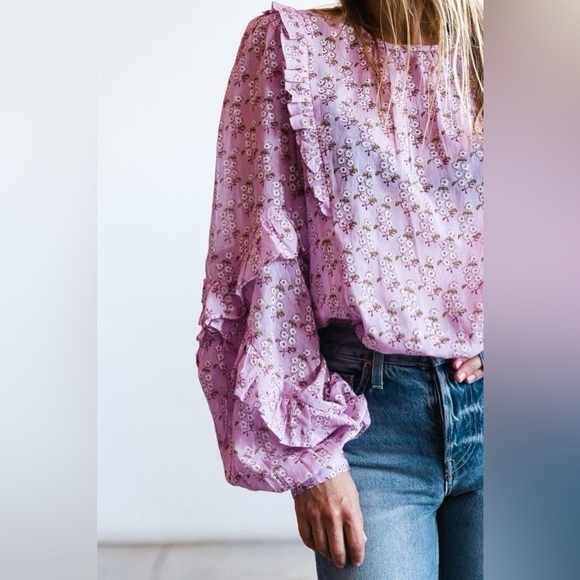 Banjanan Margot Cotton Long Sleeve Top Orchid Size Xs - Picture 16 of 16